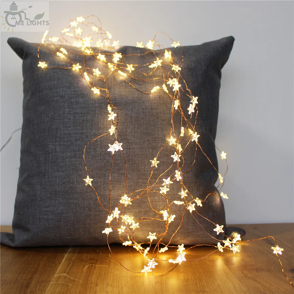 10M 100LED Star Copper Wire String Lights LED Fairy Christmas Wedding decoration Plug In Adapter Included | Лампы и освещение