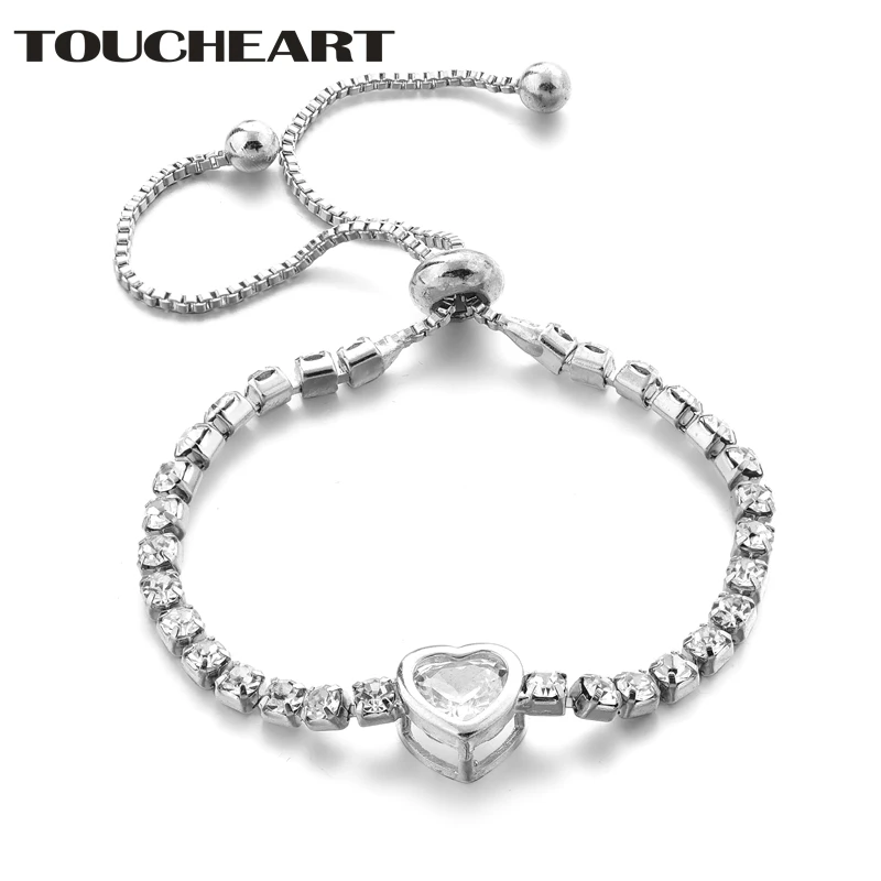 

TOUCHEART New Crystal Heart Cubic Zirconia Bracelets&Bangles Charms For Women Bracelet Jewelry Wedding Chain Bracelets SBR190179