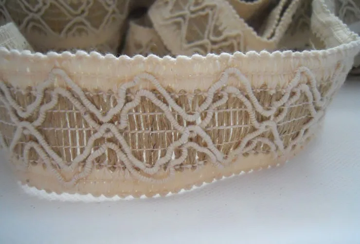 Деревенский оплетка из натурального джута и отделка хлопчатобумажной ткани 40 мм