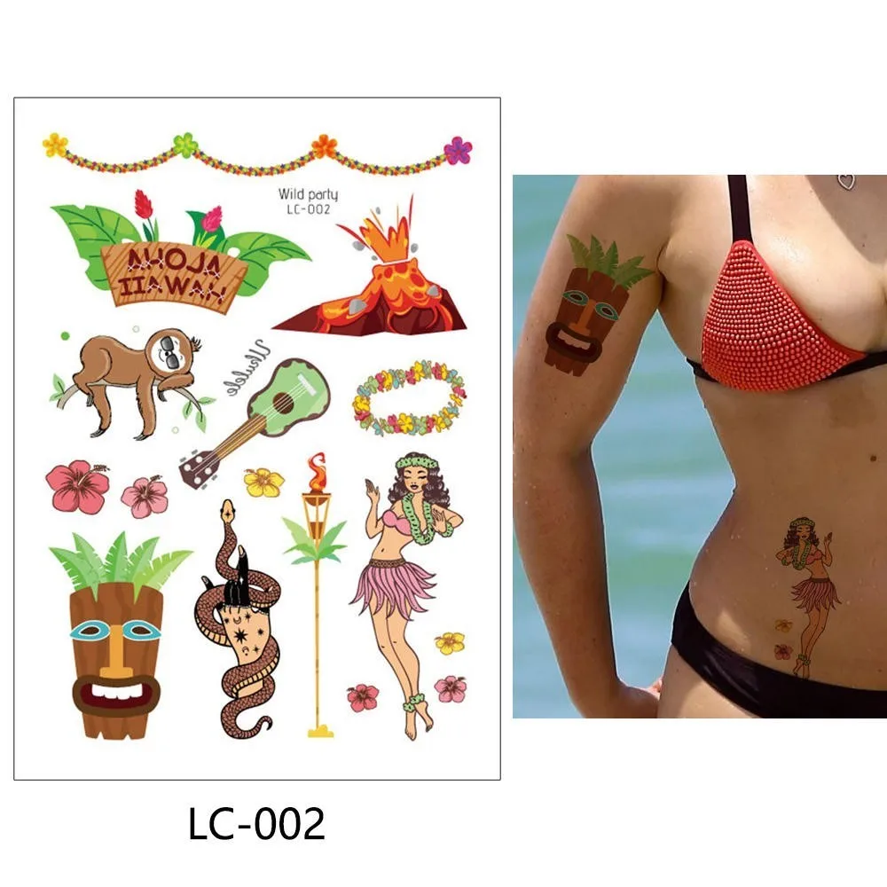 LC-002 Glaryyears 15*21 см временная татуировка наклейка Горячая поддельная тату дикий прибой флеш-тату водонепроницаемый маленькое боди-арт для мужчин и женщин LC Мода - Цвет: LC-002