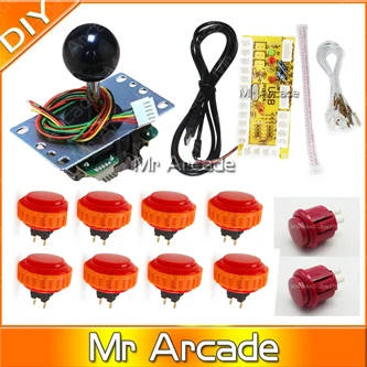Джойстик DIY комплект Нулевая задержка игровой DIY USB энкодер для ПК Sanwa OBSN-30 кнопка и JLF-TP-8YT - Цвет: Красный