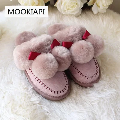 Тапки из овчины и меха женские домашние меховые Тапочки нового типа на осень зиму