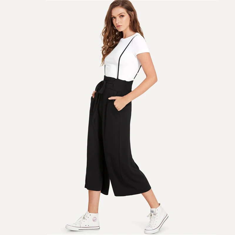 Dotfashion, одноцветные, с узелком, передний карман, боковой передник, брюки, элегантный женский комбинезон, весна, Повседневный, без рукавов, широкие штаны, комбинезоны