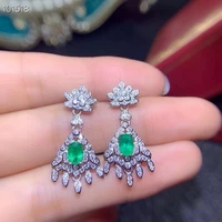fashion emerald eardrop for party 100 natural emerald drop earrings solid 925 sterling silver emerald wedding jewelry for woman