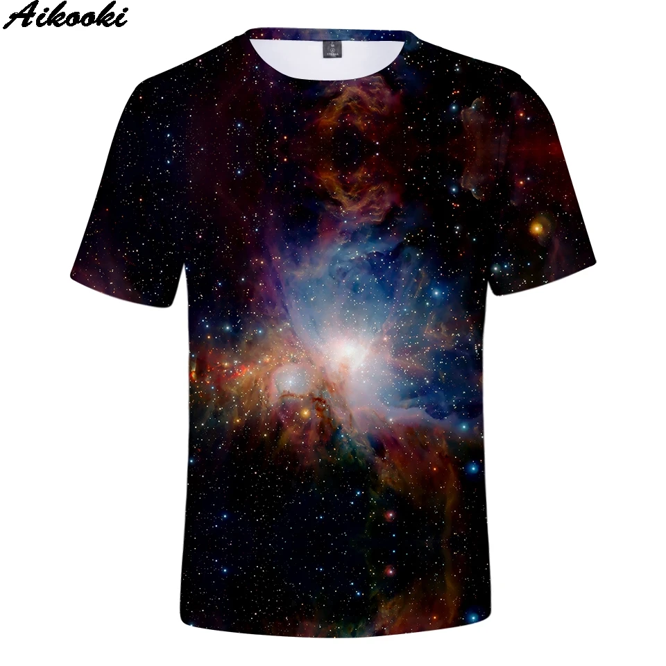 Hot sale Sky stars 3D print short sleeve t-shirt Boy/Girl Summer Tee Fashion Personality O-neck Breathable top Plus size 4XL | Мужская