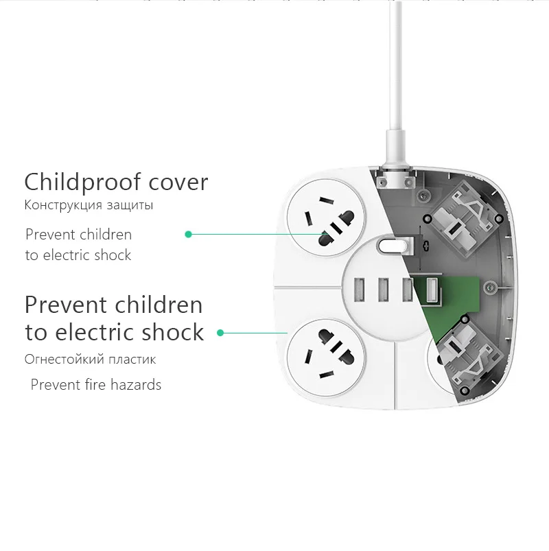 PISEN 4 AC Outlets USB Ports Power Strip Electronic Smart Extension Socket EU Plug Adapter Button Surge Protector | Электроника