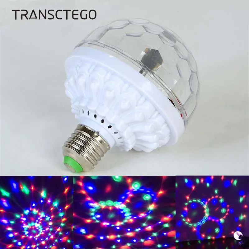 Светодиодная 6 цветов лампочка для дискотеки цветной шестицветный RGB мини