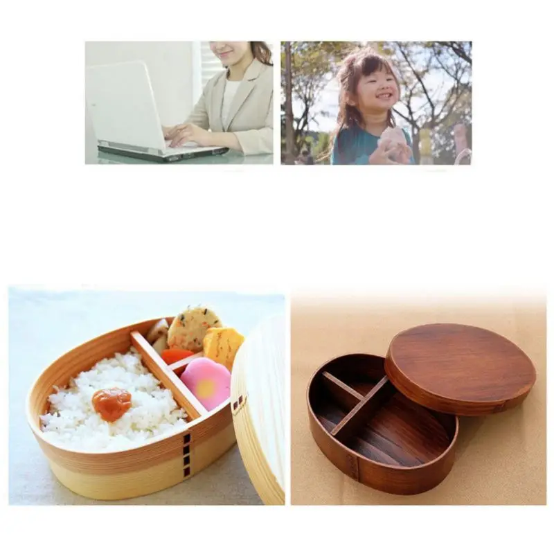 Ланч-бокс, натуральное дерево, Bento, Ланч-бокс, контейнер для еды, японский, для путешествий, школы, кемпинга, Ланч-бокс, удобный