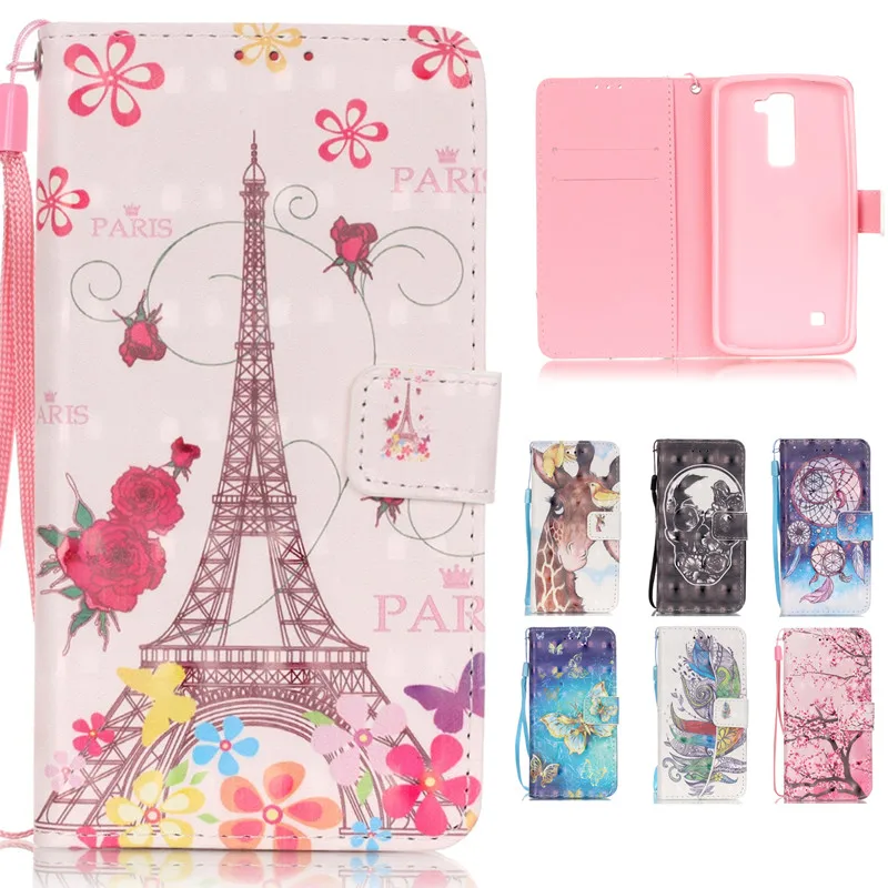 Кожаный чехол кошелек с объемным изображением башни цветка для LG G Stylus 2 Stylo LS775