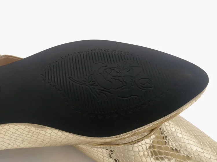 Женские ботинки Лоферы золотистого и серебристого цвета размера плюс Feminino 14 15