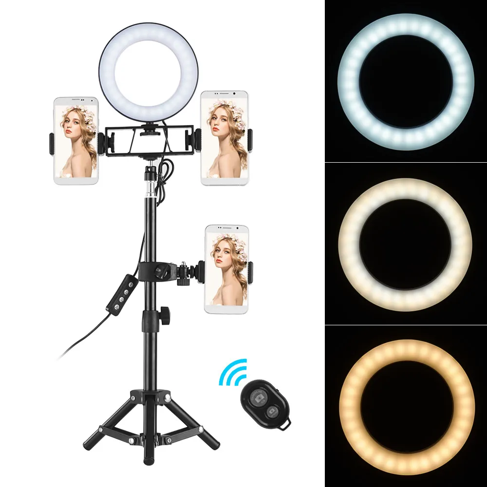 

ZOMEI 6" Desktop LED Ring Light 3000-6000K Remote Control Tripod Stand for YouTube Video Live Streaming for iPhone Smartphone