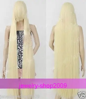 Новая парик Cosplay Chobits Chii Блонд прямые волосы 120 см @@Горячая термостойкая партия волос БЕСПЛАТНАЯ ДОСТАВКА.