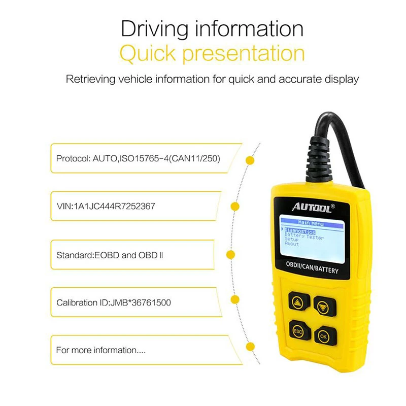 OBD2 12 V код читателя Батарея тестер сканирования для OBDII EOBD может сканер автомобиля