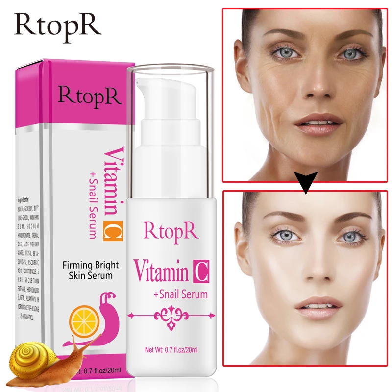 RtopR VC Snail Essence Гиалуроновая кислота Сыворотка увлажняющая отбеливающая лифтинг укрепляющая эссенция Антивозрастная уход за кожей лица Ремонт