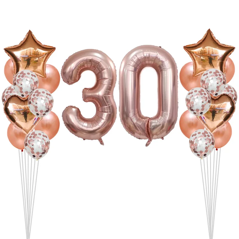 30 years old 25 шт. Baby Shower 1st 30 декор для вечеринки в честь Дня Рождения 4" номер 1 фольга воздушные шары для маленьких мальчиков воздушные шарики для девочек латекс розовое золото конфетти - Цвет: 30 years old