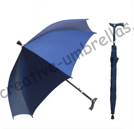 Auto open unbreakable self-defense adjustable crutch climbing umbrella,double-bridge flexible fiberglass parasol 100kg bearing