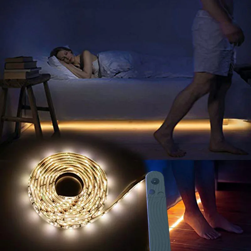 

Motion Sensor Under Bed Light Flexible LED Strip Night Lights Bedroom Lamp Illumination For Baby Crib Cabinet Closet Bedside