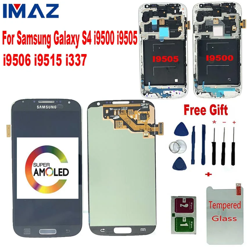 

IMAZ Orignal AMOLED LCD For Samsung Galaxy S4 I9505 i9506 i9515 i337 LCD Display Touch Screen Digitizer Assembly For I9500 LCD+F