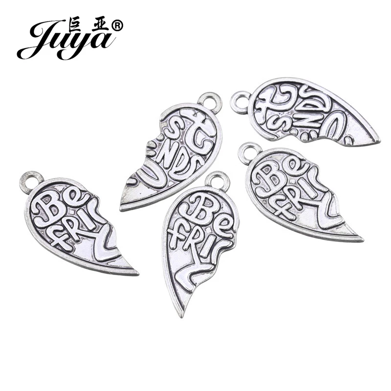 10 шт./лот подвески из сплава Лучшие друзья слова два сердца представляют дружба