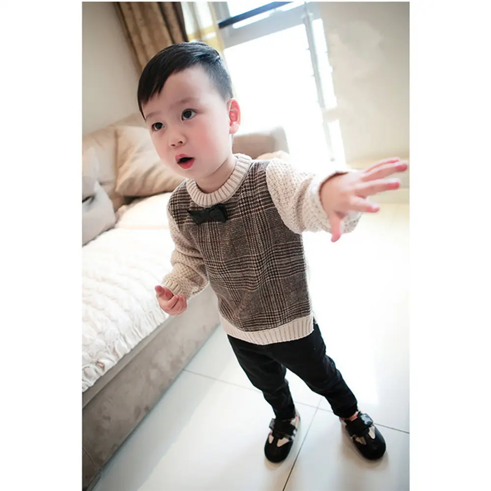 New 2018 Autumn Winter Baby Sweaters Soft Cotton Boys Knitted Pullover Butterfly Knot Kids Ribbed Sweater Children's Clothing | Детская