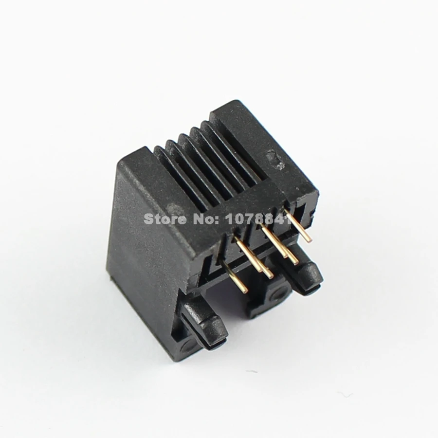 100 шт. Пластик 6-контактный переходник с внутренней RJ11 телефон под прямым углом