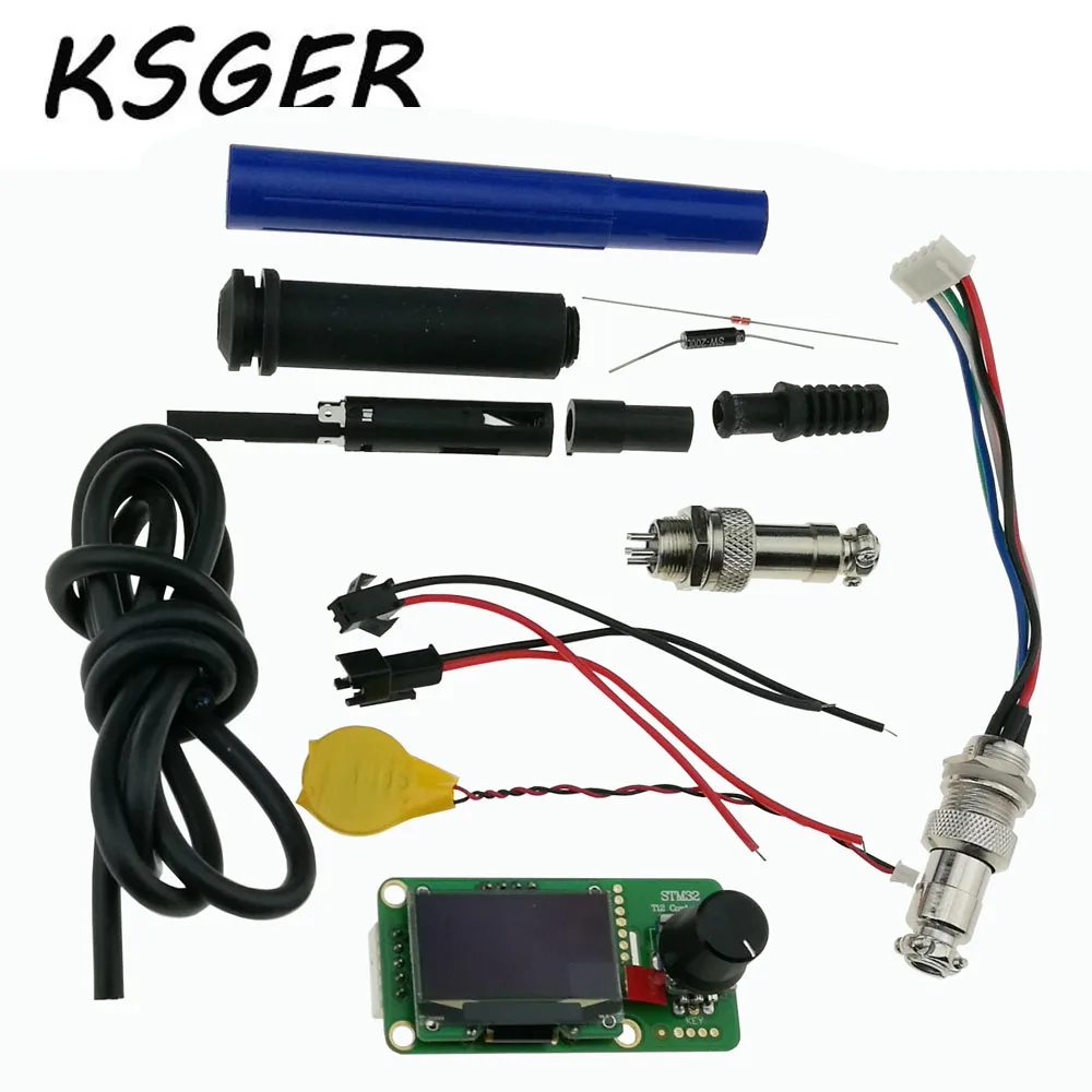 DIY SET 2 KSGER V2.1S цифровой STM32 OLED 1,3 Размер экрана T12 регулятор температуры батареи 5 ядерный силиконовый провод 9501 набор паяльных ручек - Цвет: DIY SET 2