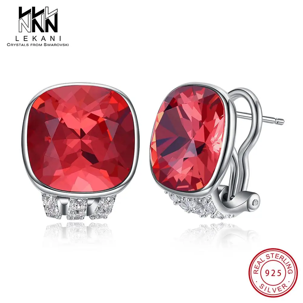 Женские серьги гвоздики с разноцветным кристаллом Swarovski из стерлингового