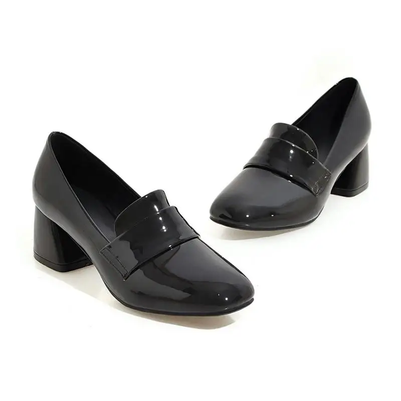 Asumer/женские туфли на высоком квадратном каблуке лодочки из лакированной кожи