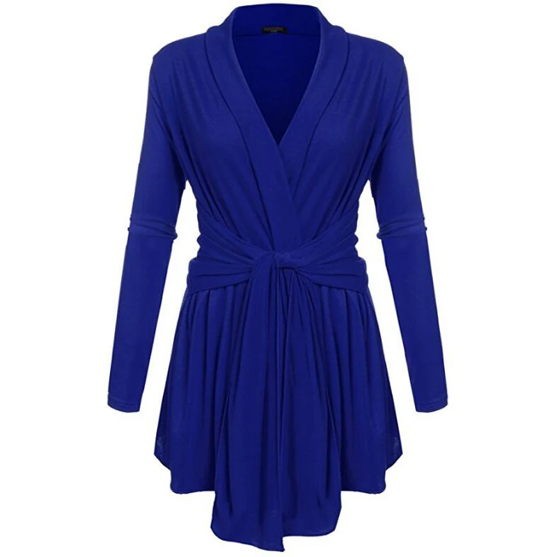 Серые ассиметричные кардиганы пальто с длинным рукавом облегающие женское