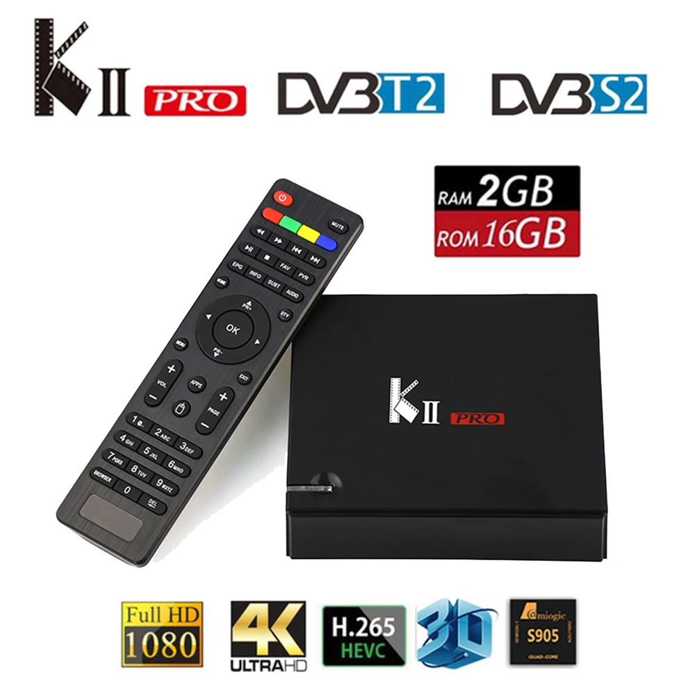 MECOOL Кии PRO Android ТВ коробка DVB S2 T2 K2 Amlogic S905D 4 ядра 2G16G K 2 4/Wi Fi 5 ГГц двухъядерный