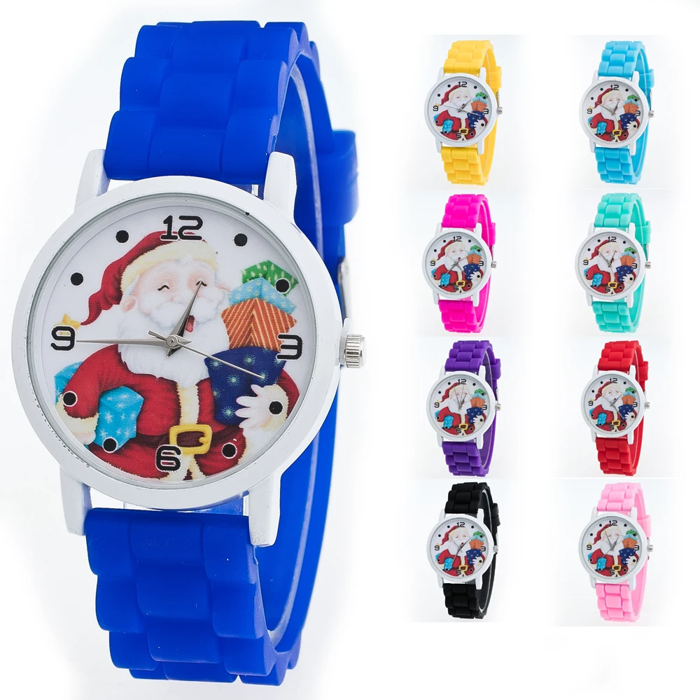 

2018 New Colourful Silicone Watch Children's Gifts Santa Claus Wrist Watch Cartoon Christmas Children's Watches For Kids #W