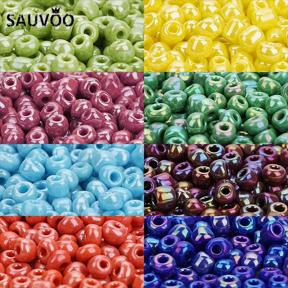 SAUVOO 450 шт 8 цветов стеклянные бусины 4 мм Цветные коричневые для самостоятельного