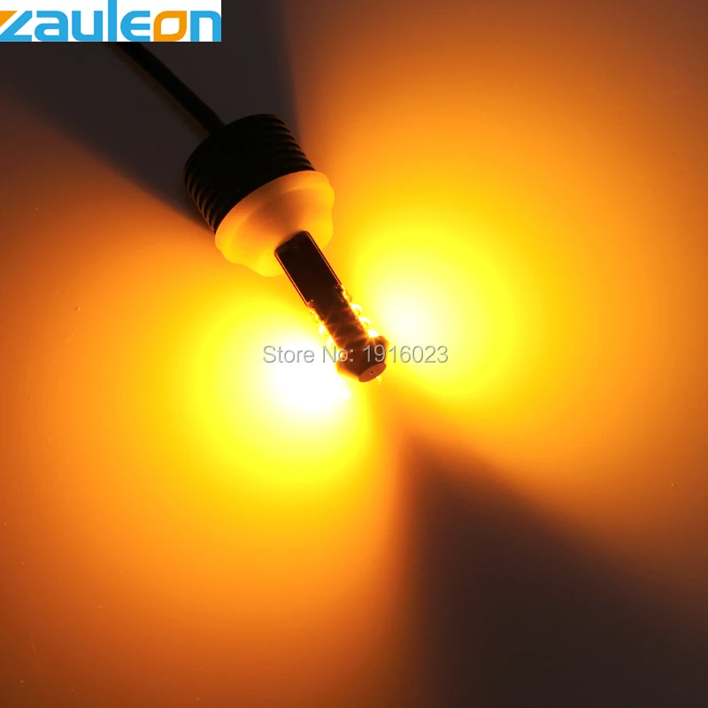 Zauleon 2 шт. T20 7440 WY21W W21W белый/желтый двойной цвет для передней DRL/указатель поворота светильник без ошибок нет гипер мигающая лампа