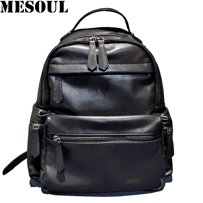 Mochilas Mujer женский рюкзак из натуральной кожи Новая модная женская черная школьная Сумка молодежная сумка через плечо дорожные рюкзаки