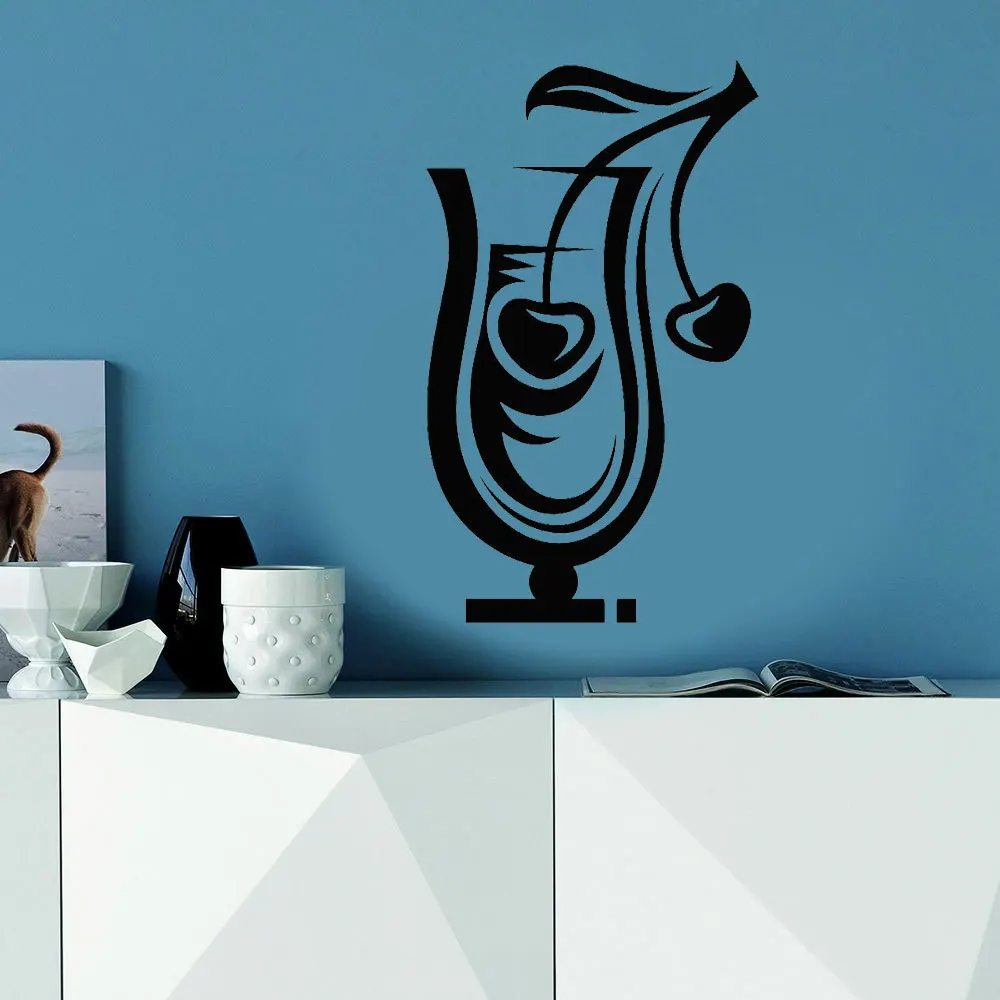 Drinking Collection Cocktail Tumbler Glass Vinyl Decal Bar Wall Sticker Home Decoration Kitchen Removable Mural Wallpaper 3168 | Дом и сад