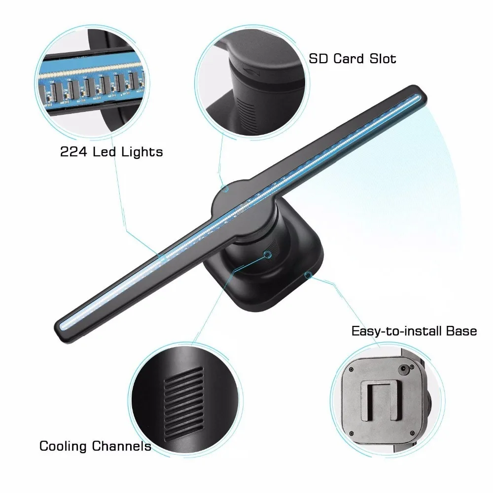 3D Голограмма рекламный светодиодный вентилятор голографические фотографии и