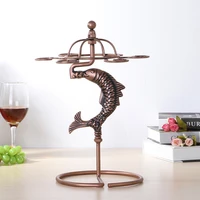 bronze 3d fish wine glass rack 18 534cm wrought iron red wine cup holder nordic style bar kitchen accessories glasses holders