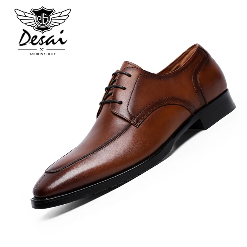 

Desai 2019 New Men's Shoes Spring Summer Business Dress Shoes Genuine Leather Retro Gentleman Shoes Comfortable Zapatos Hombre