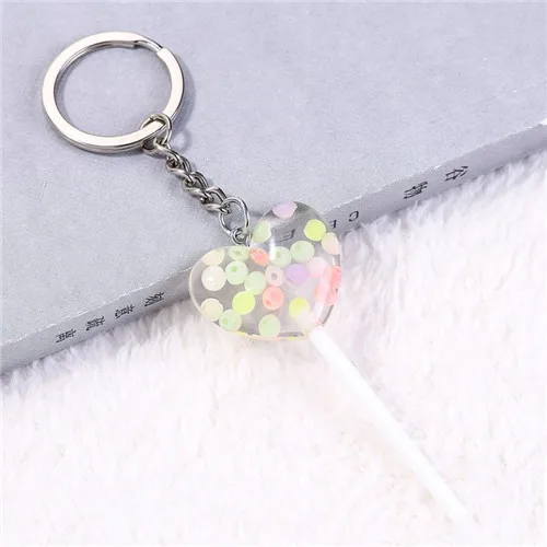 round beads 1 шт., брелок для женщин, подвески, сердце, леденец, плоская задняя сторона, резиновый блестящий кулон, аксессуар для ключей, сделай сам - Цвет: round beads