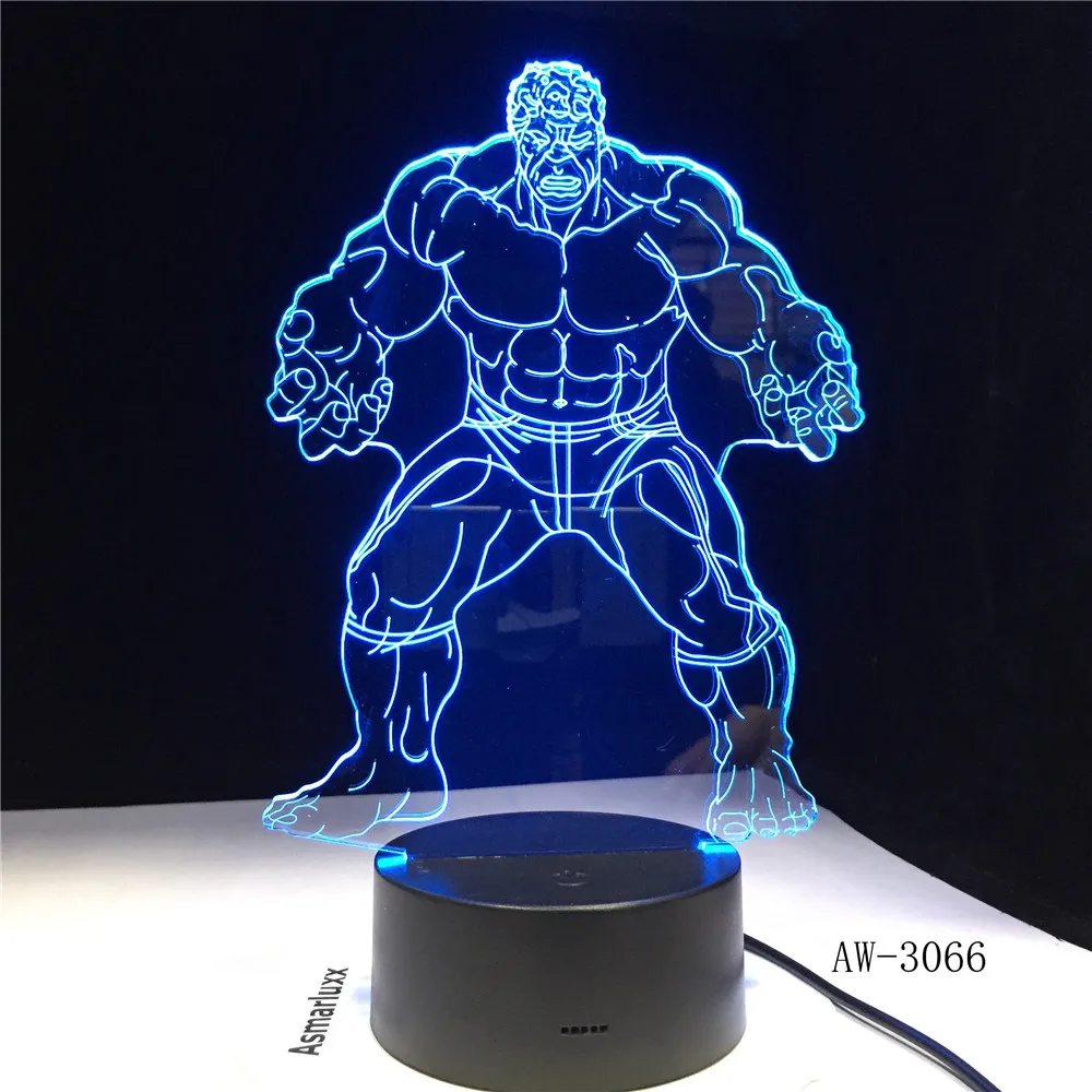 Фигурки Халка 3D иллюзия Светодиодная лампа Изменение цвета сенсорный ночник