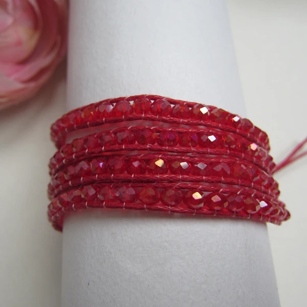 Бесплатная доставка! Рождественский браслет с красным граненым кристаллом и