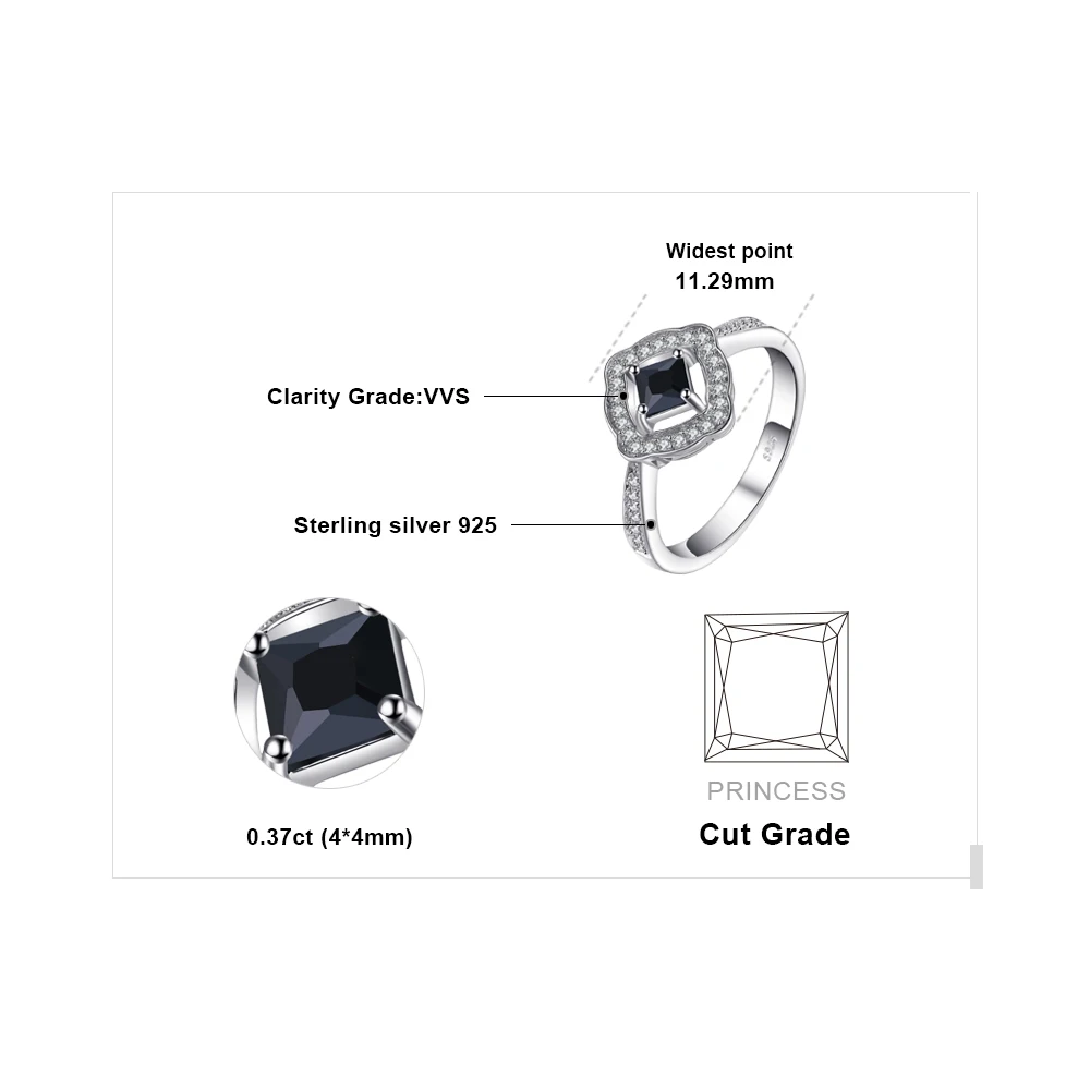 JewelryPalace элегантный 0.55ct квадратных вырезать из натуральной шпинелей 925 пробы