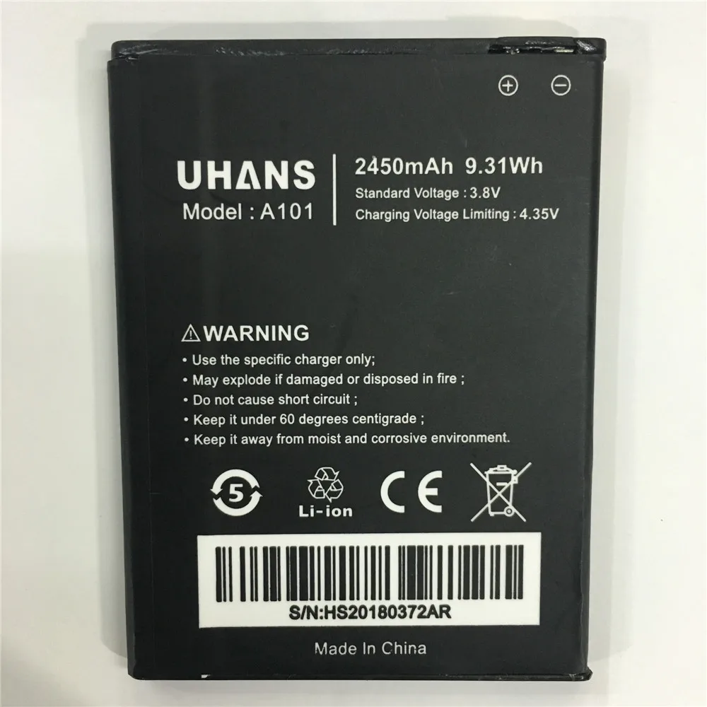 

1 шт. новый аккумулятор 2450 мАч для UHANS A101 A101S UHANS, аккумулятор для телефона, высокая емкость, долгий режим ожидания