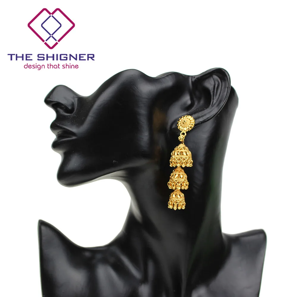 THE SHIGNER античный этнический Индийский Золотой птичья клетка Jhumka Jhumki серьги индийские классические племенные традиционные висячие серьги ювелирные изделия