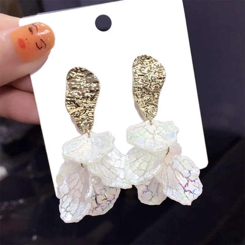 White Flower Earrings Women Accessorier Big Stud for Wedding Party Bohemian Acrylic Statement Boho Jewelry Gifts | Украшения и