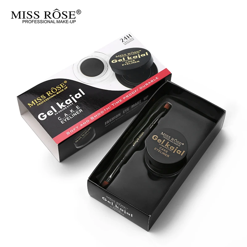 Черная Подводка для глаз Водостойкая гель + пудра бровей с кистью макияжа