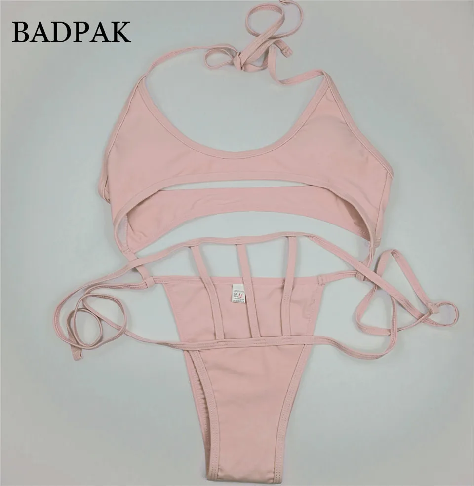 BADPAK Halter Monokini Bandage Swimwear Maillot De Bain Femme 2018 Swimsuit Female Bathing Suit Beachwear One Piece |