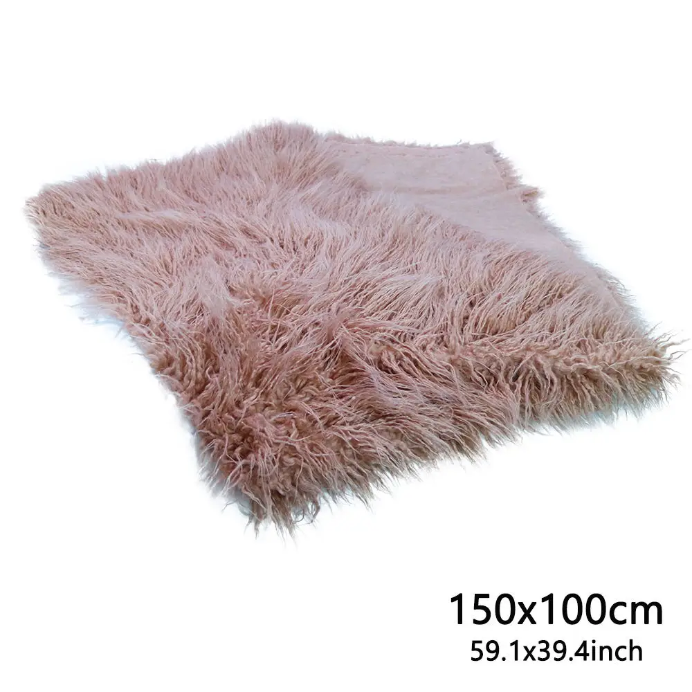Pale pink 150-100 D& J/реквизит из искусственного меха для новорожденных; Корзина с наполнителем; реквизит для фотосессии; фон для фотосъемки; одеяло для младенцев - Цвет: Pale pink 150-100
