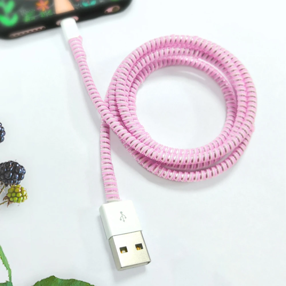 Usb-кабель для зарядки и передачи данных, защитный провод, шнур для обмотки кабеля, органайзер для зарядки телефона, пружинная Защитная веревка 1,4 м
