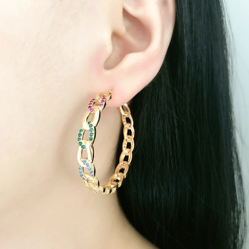 2019 New Gold Black Copper White AAA Cubic Zirconia Big Round Earrings Fashion Female Party Gift For Womens jewelry|Серьги-кольца| |